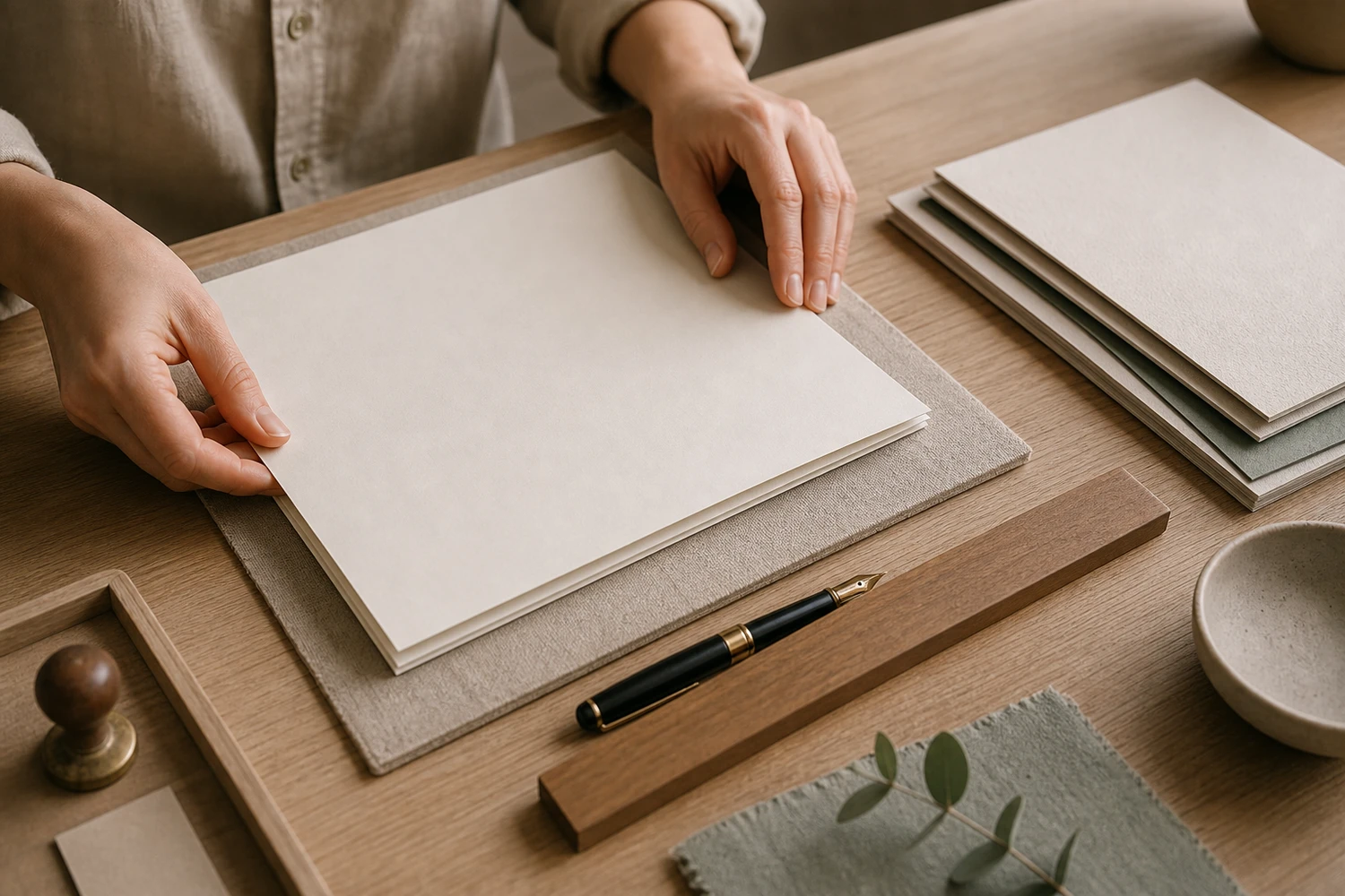 Pièces et feuilles vierges sur un bureau de freelance